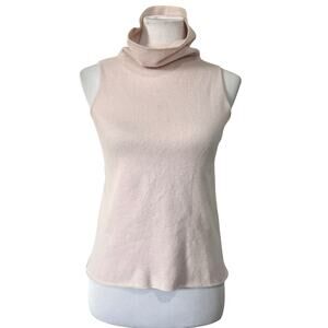 Margaret O’Leary Cashmere Sweater Cowl Neck Sleeveless Pale Pink Women’s Sz S